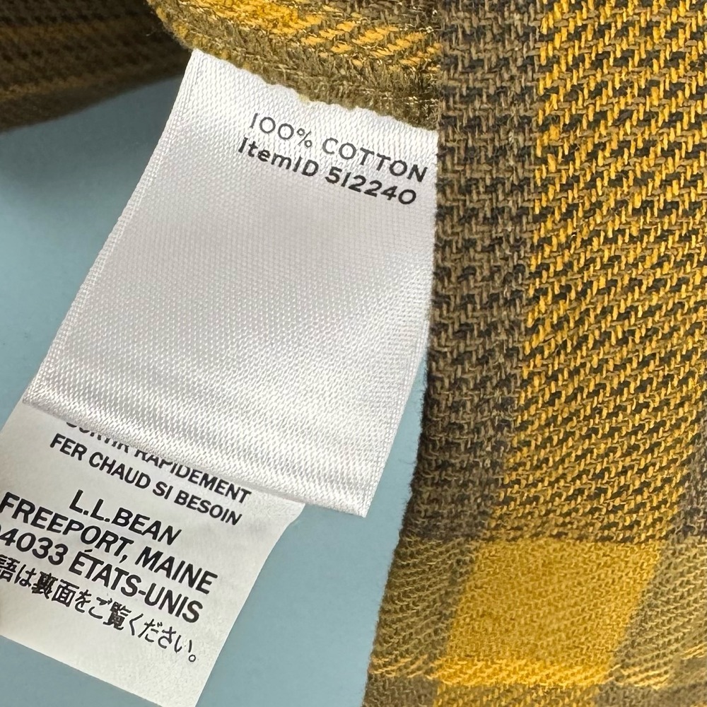 LL Bean Todd Snyder Mens Large Yellow Plaid Elbow Patch Button Up Flannel Shirt - Picture 5 of 9